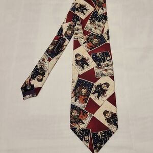 Faconnable Burgundy and Cream Patterned Tie